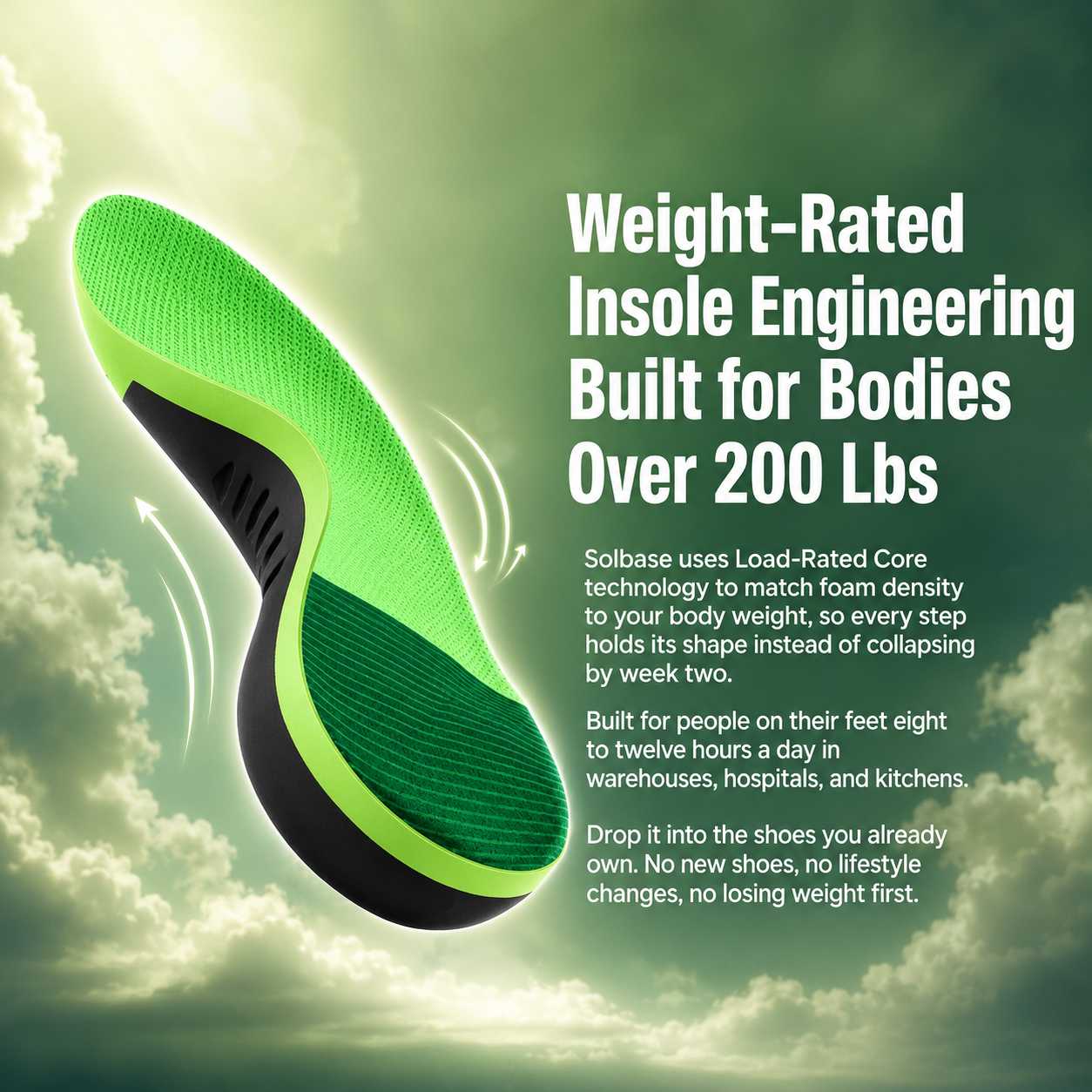 Rosvelta Solidus™ — Load-Rated Insole for 200–350 lbs (91–160 kg)
