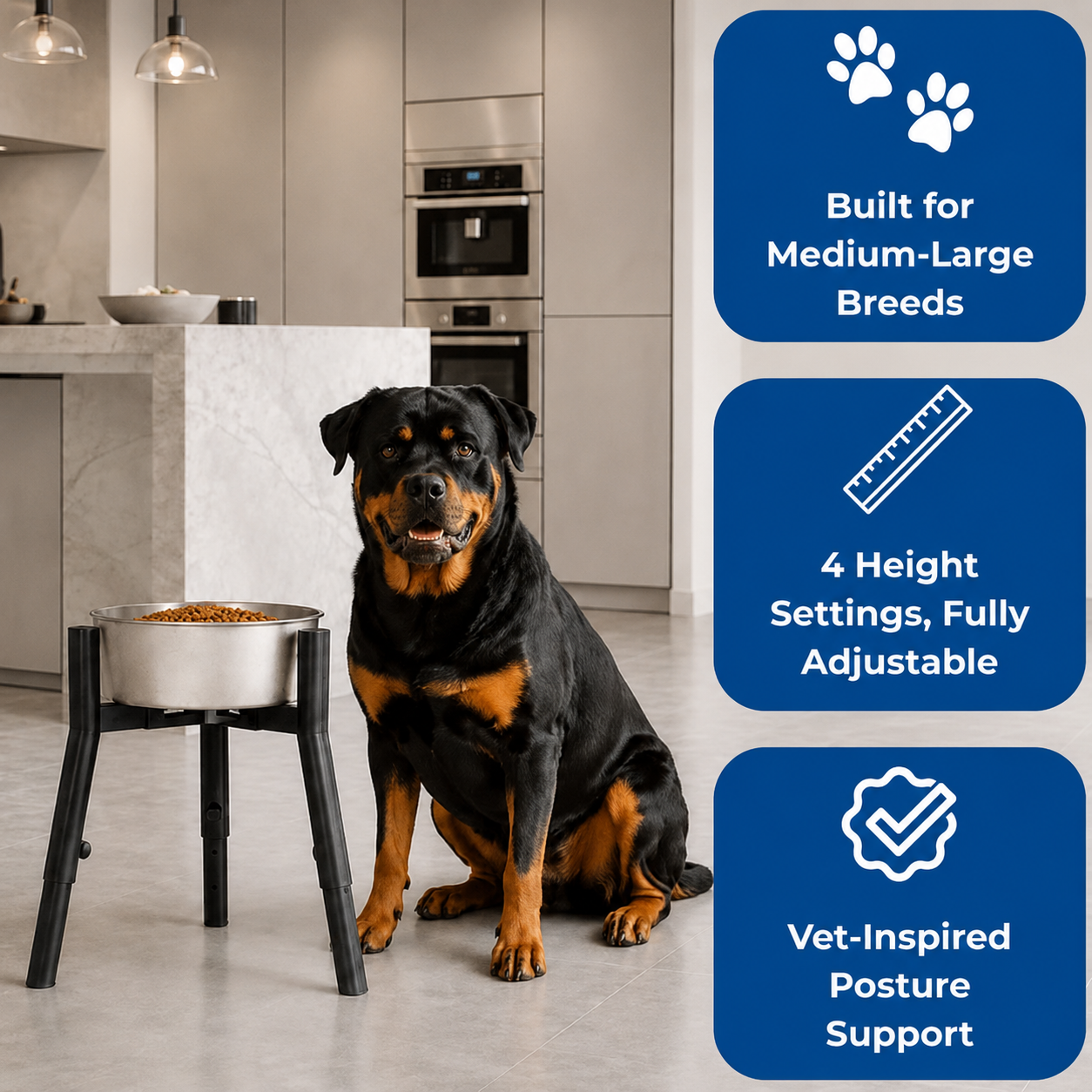 Rosvelta Neutral Neck Orthopedic Bowl Stand For Medium-Large Breeds